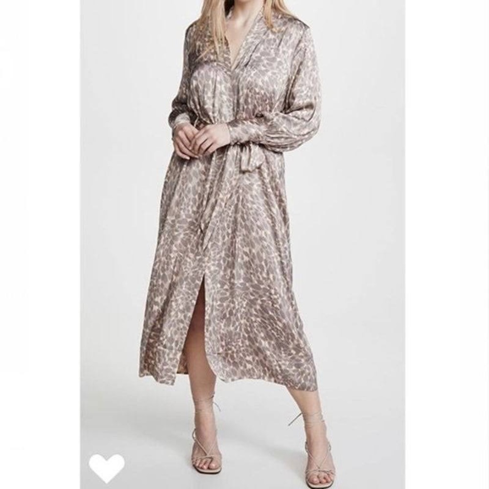 Good American Honey Leopard Robe Dress.